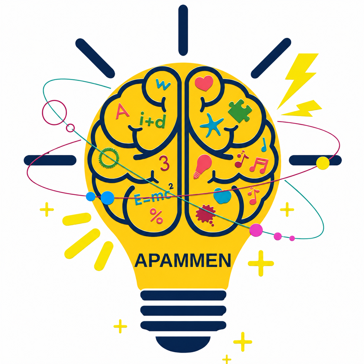 APAMMEN, bombilla con un cerebro ilustrado
